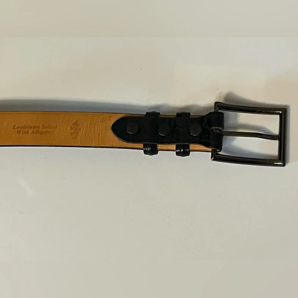 Crescent Belt Louisiana Select Wild Alligator Belt Sz 47 Black Louisiana USA